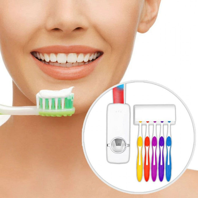 Distributeur de dentifrice avec porte-brosse à dents